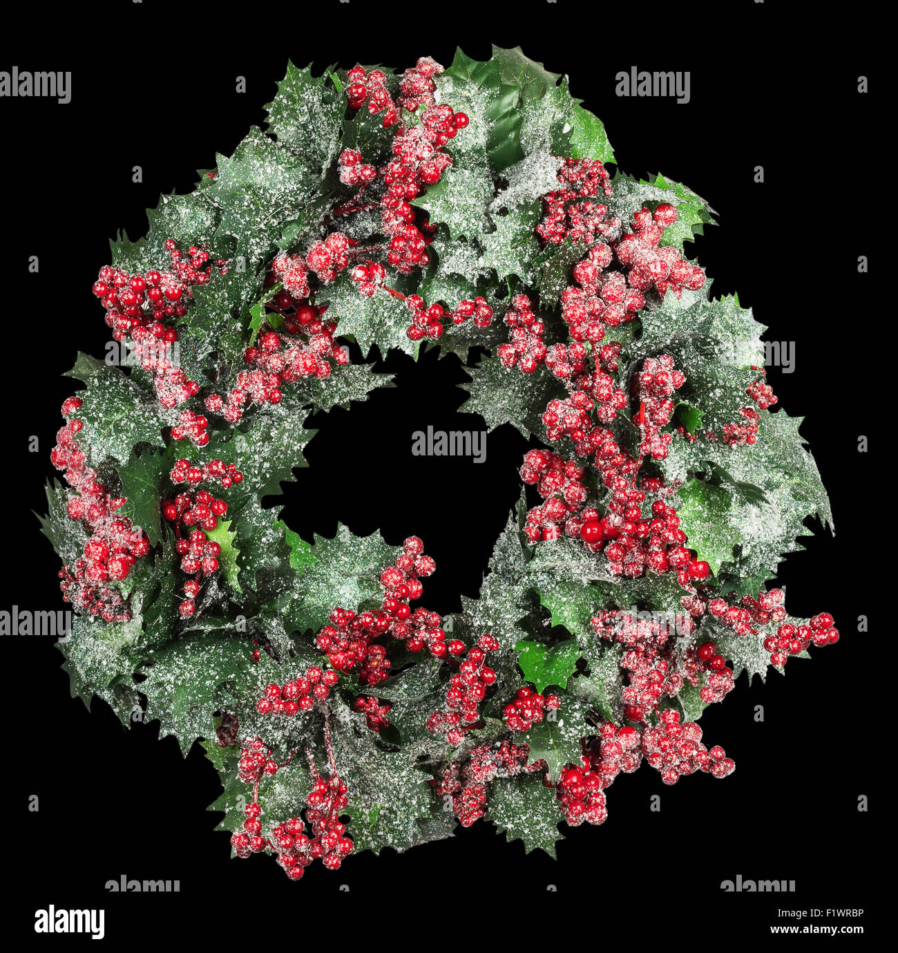 Christmas wreath on the black background. Stock Photo