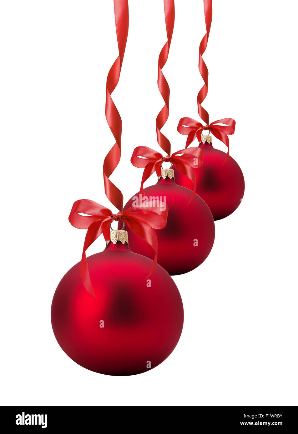 red Christmas balls with bow isolated on the white background Stock ...