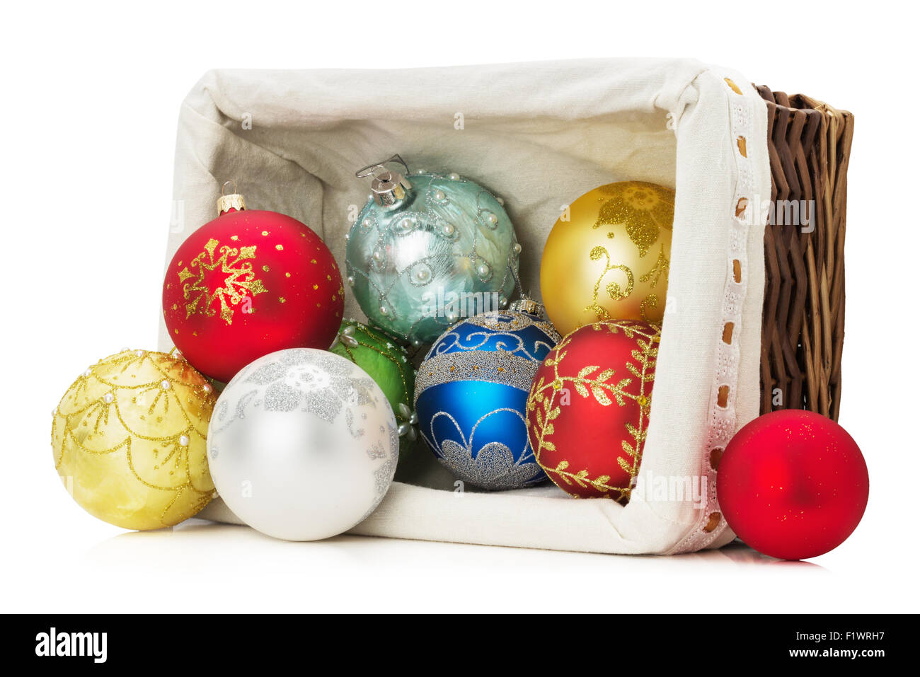 Christmas balls on the white background. Stock Photo