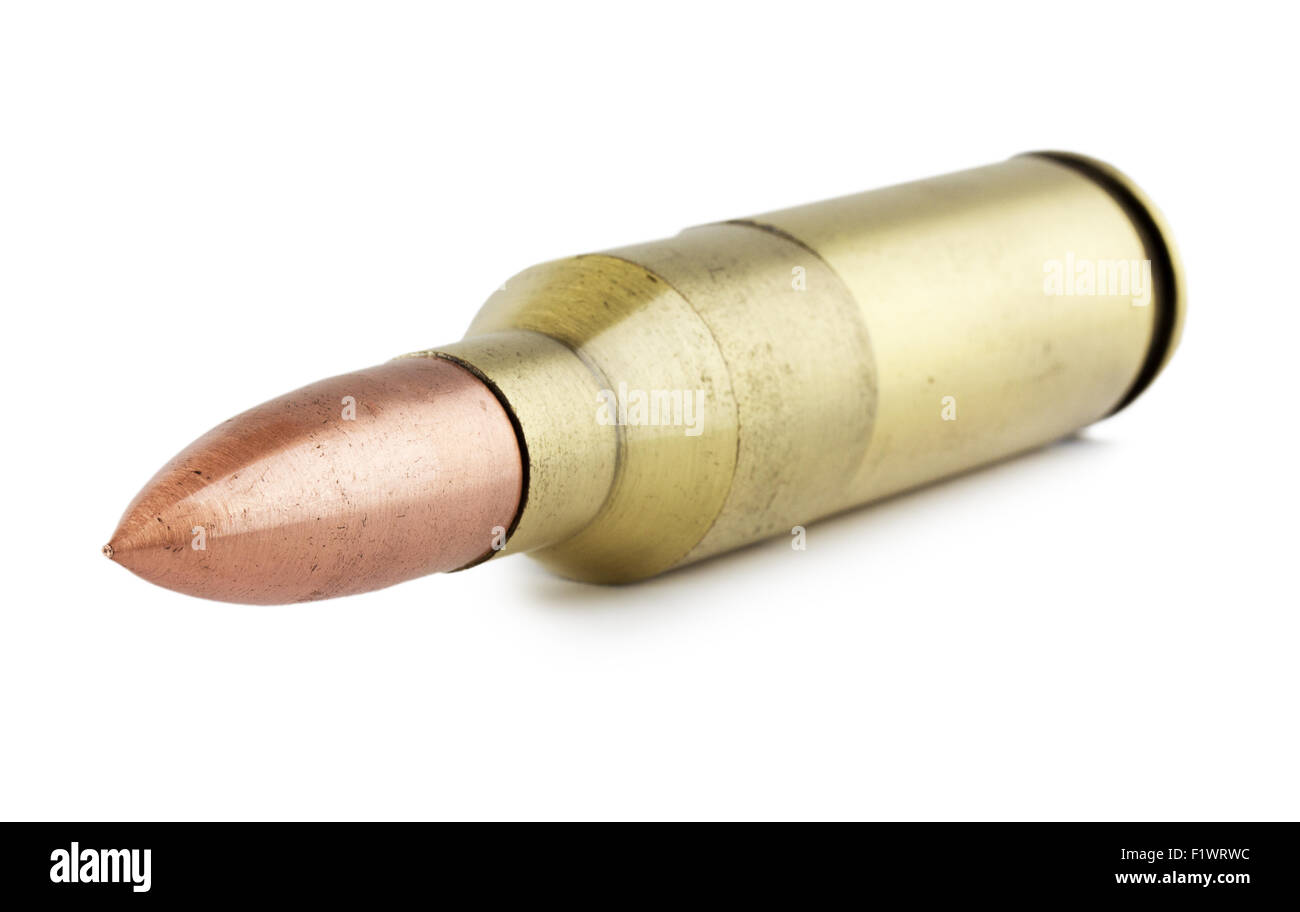 rifle bullet isolated on the white background. Stock Photo