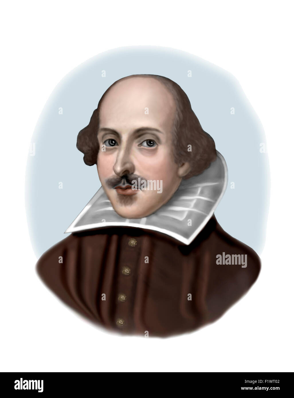 William Shakespeare Portrait Modern Illustration Stock Photo