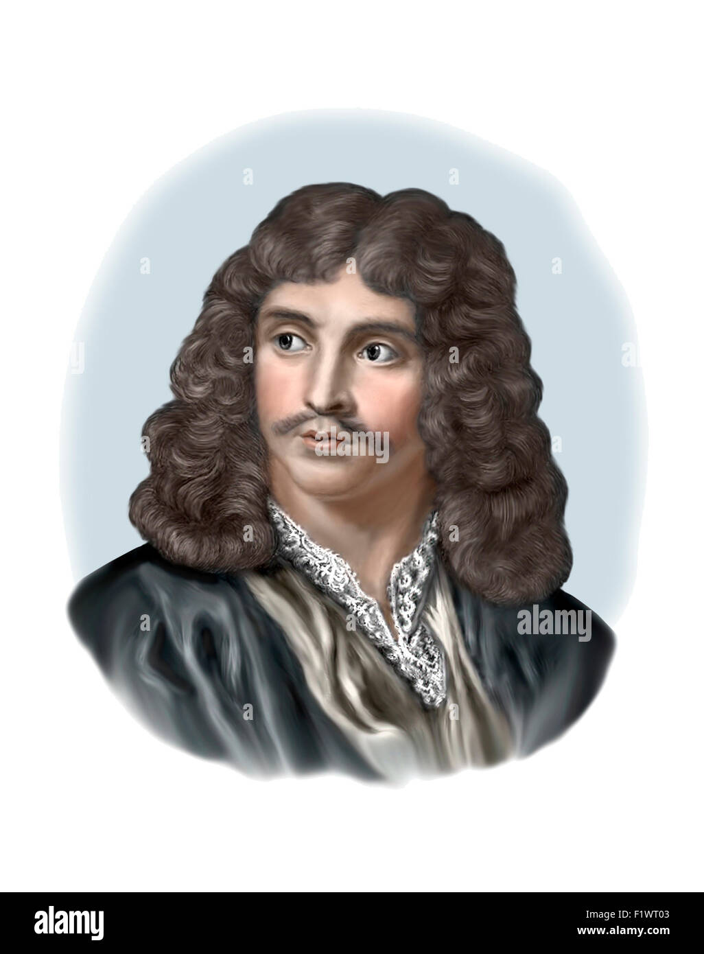 Moliere Portrait Modern Illustration Stock Photo