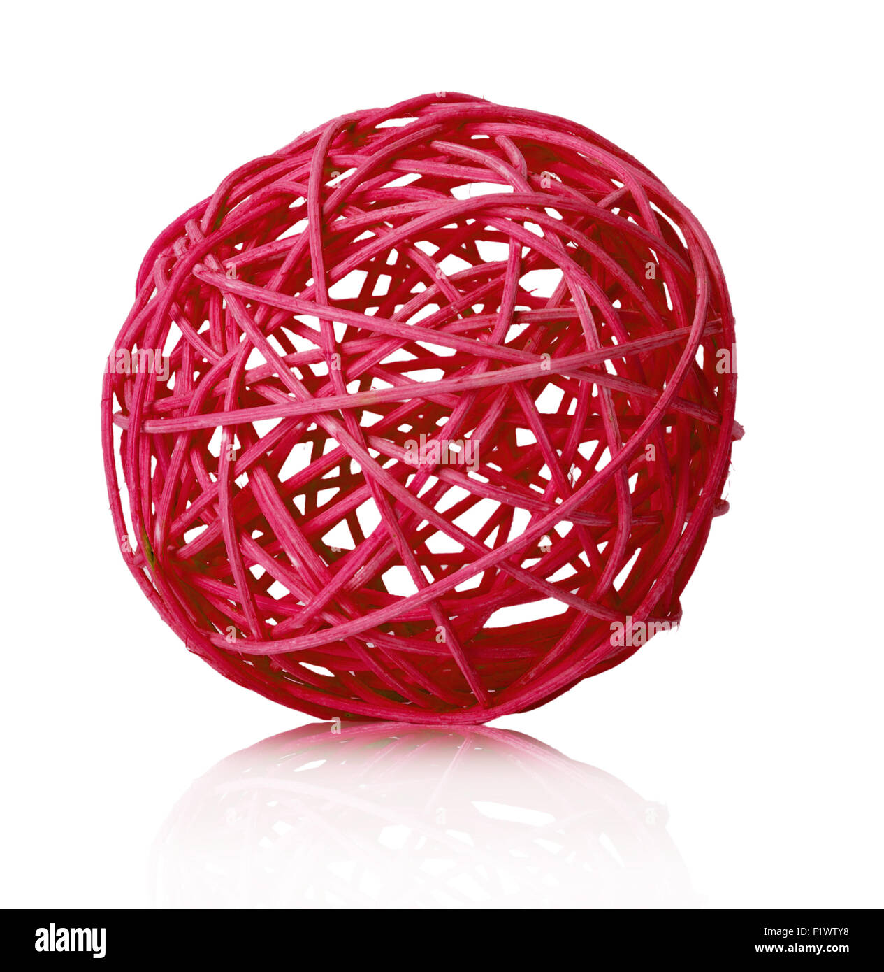 red ball of yarn on the white background. Stock Photo