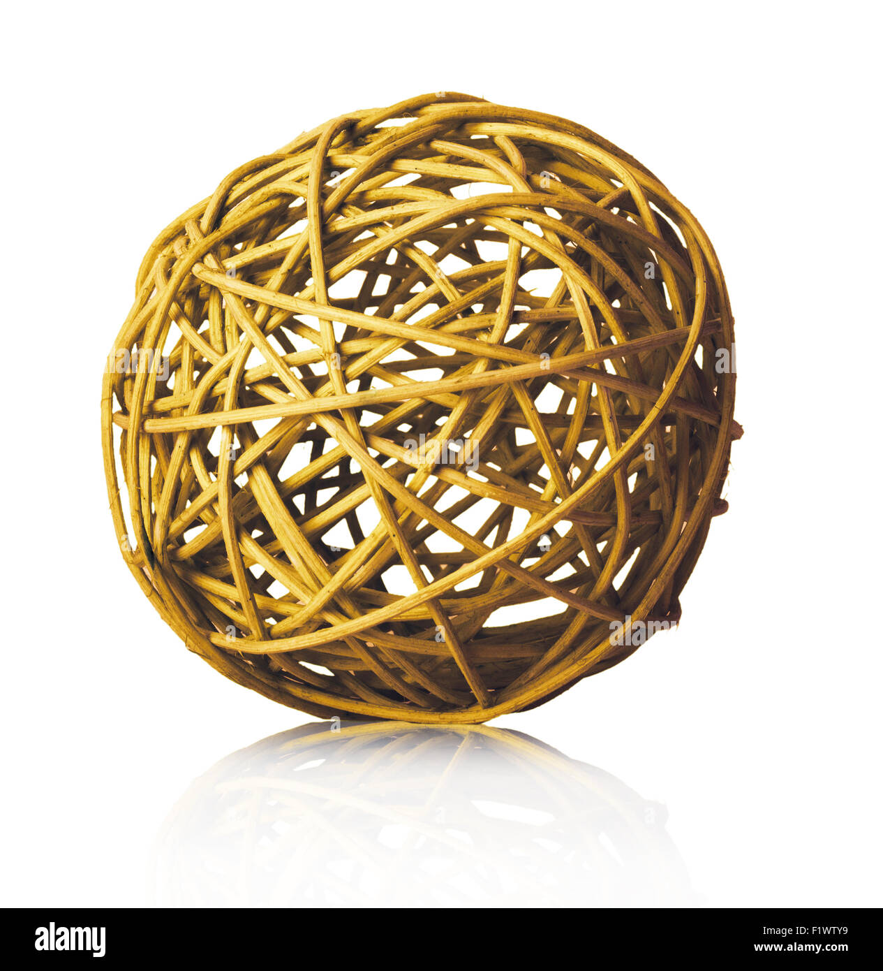 golden ball of yarn on the white background. Stock Photo