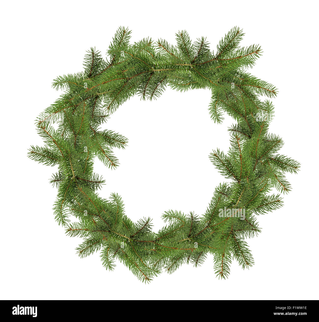 Christmas tree wreath isolated on the white background. Stock Photo