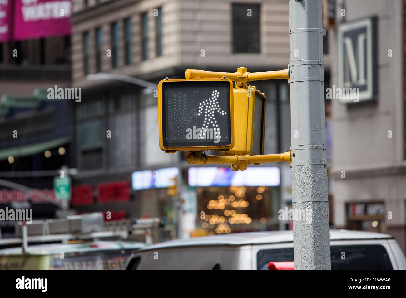 Stop, go light in New york Stock Photo