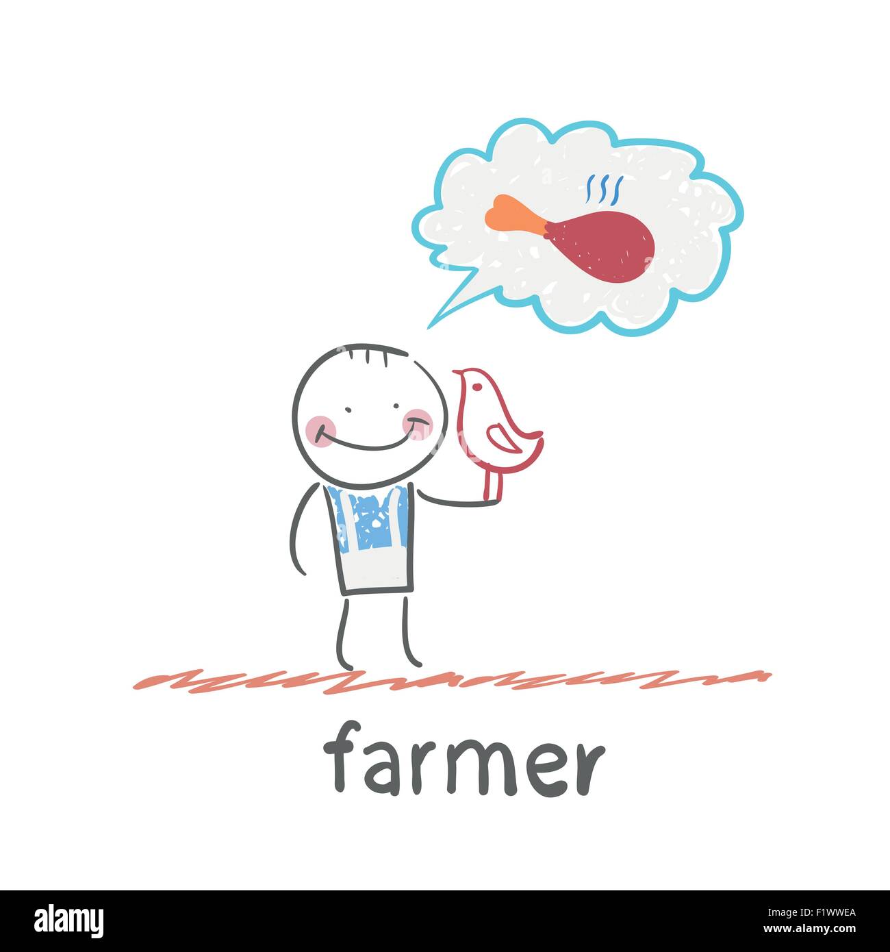 farmer. Fun cartoon style illustration. The situation of life. Stock Vector