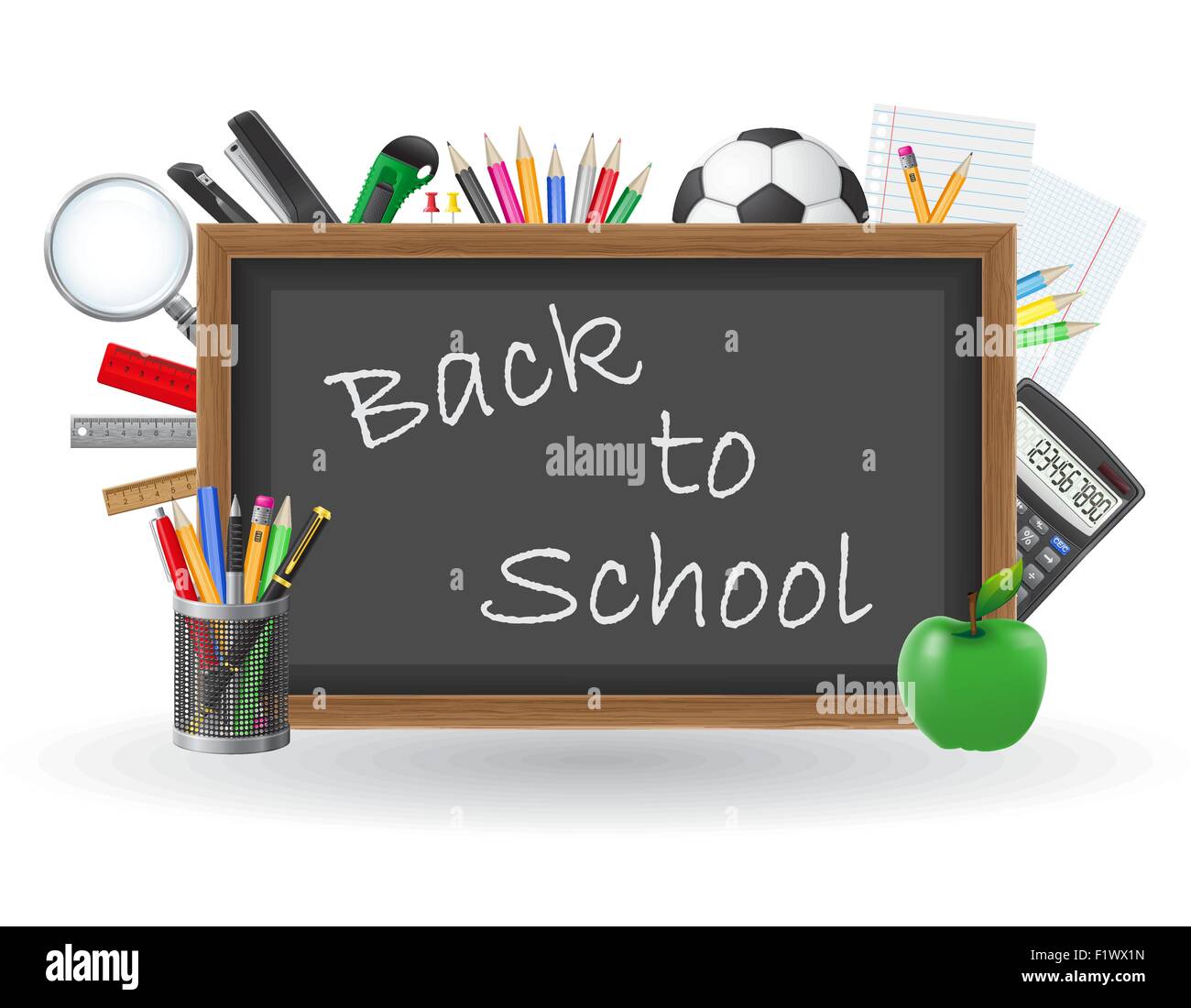 set icons school supplies vector illustration isolated on white ...