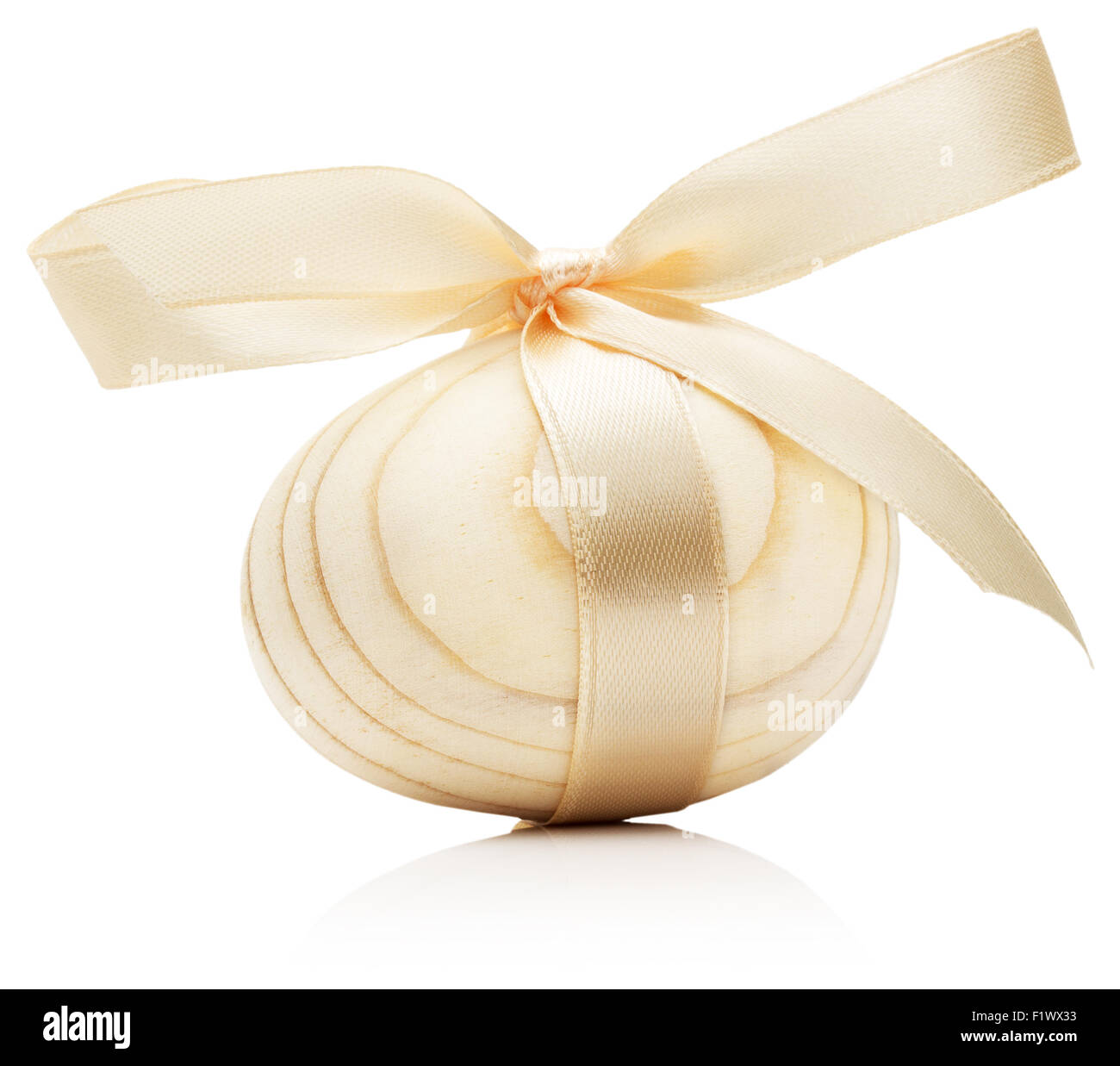 wooden egg with bow isolated on the white background Stock Photo - Alamy
