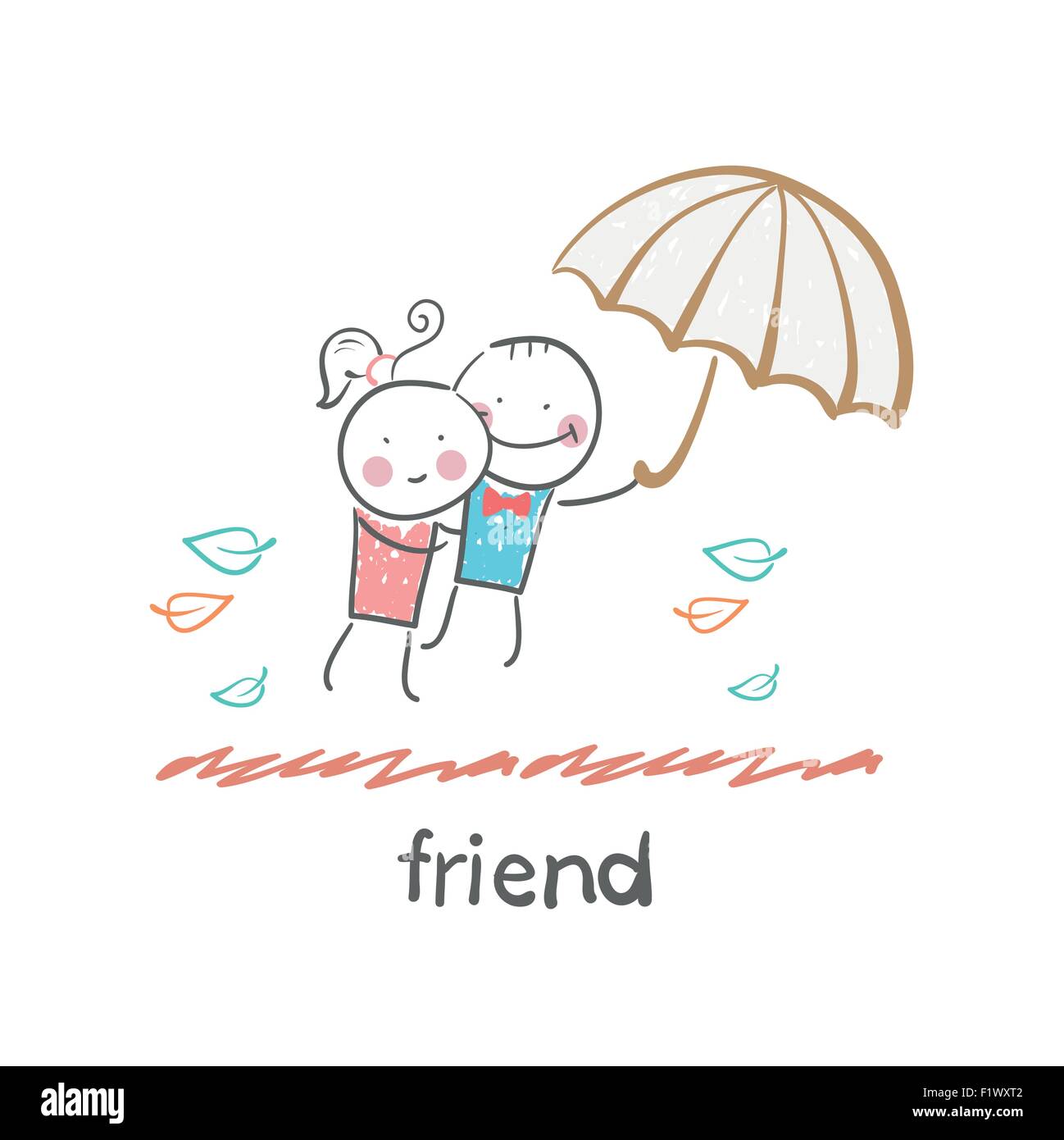 friend. Fun cartoon style illustration. The situation of life Stock ...