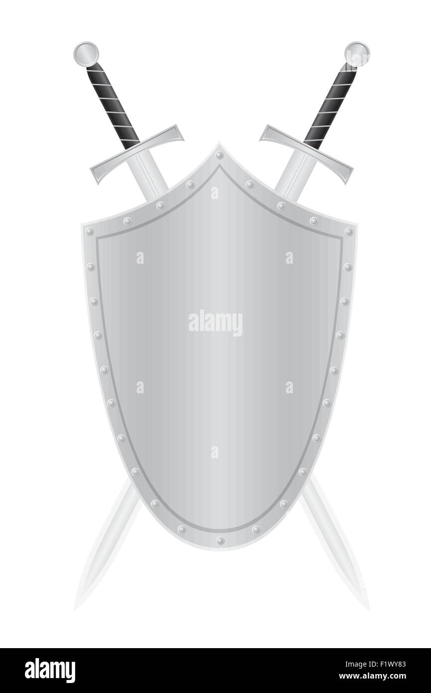 shield and two swords vector illustration isolated on background Stock ...