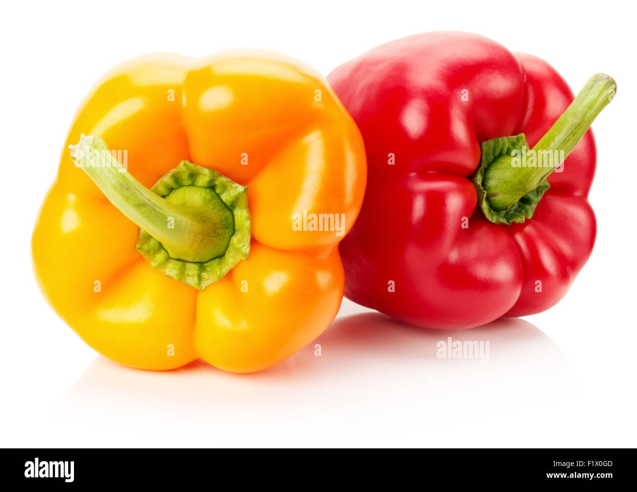 red and yellow peppers isolated on the white background Stock Photo - Alamy