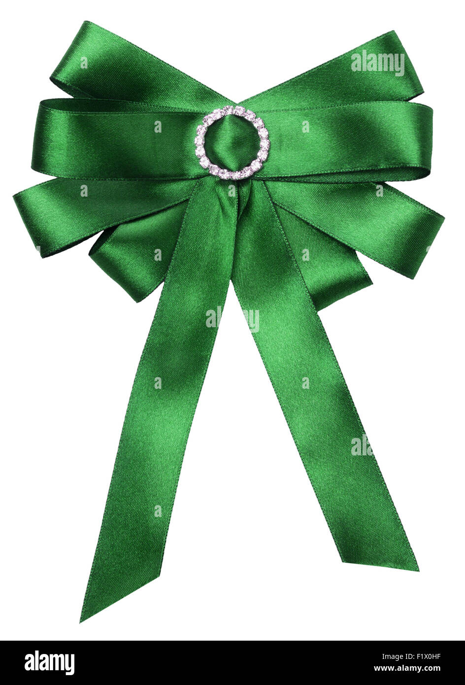 Light Green Bow and Ribbon Isolated on White Background Stock