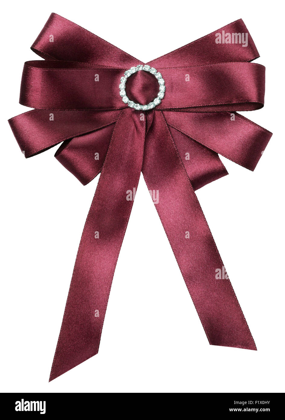 burgundy bow isolated on the white background. Stock Photo