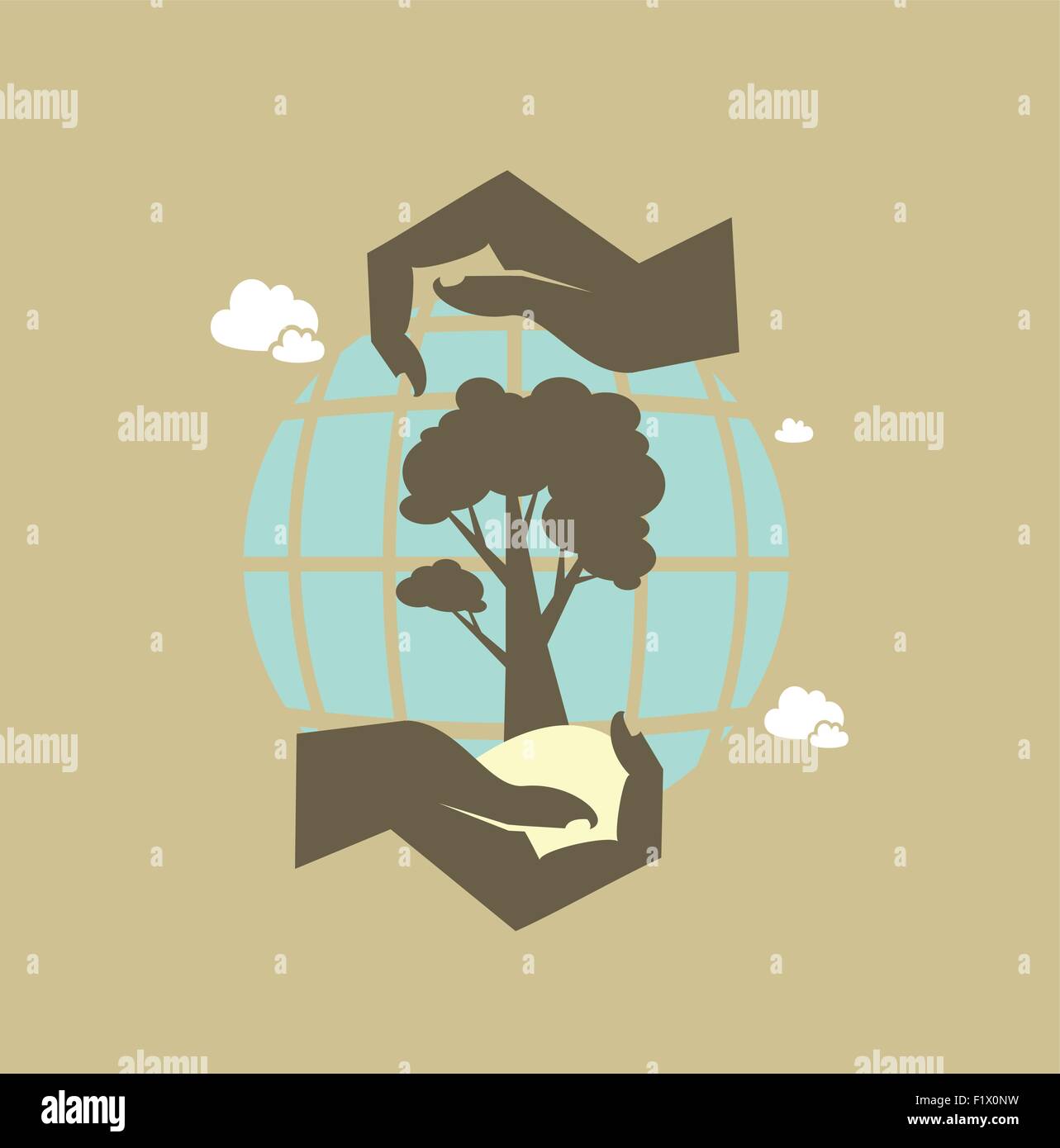 hands hold the earth and tree icon Stock Vector Image & Art - Alamy
