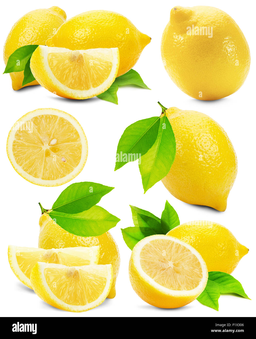 set of lemons isolated on the white background Stock Photo - Alamy