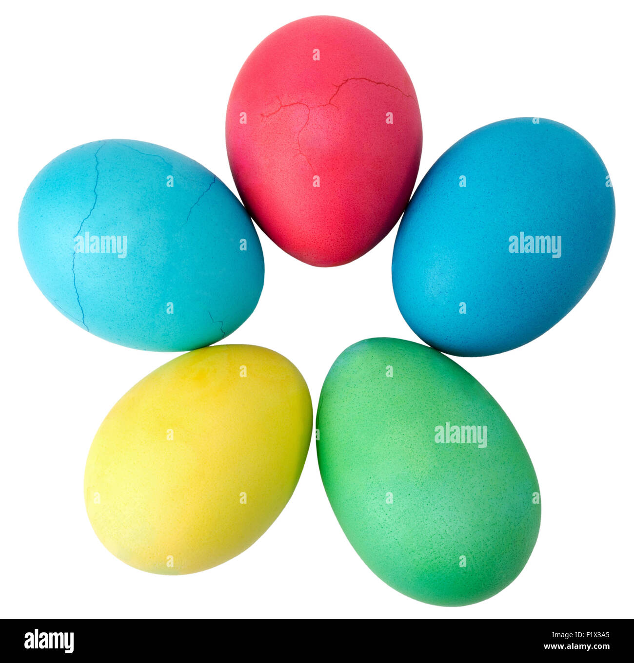 colorful Easter eggs isolated on the white background. Stock Photo