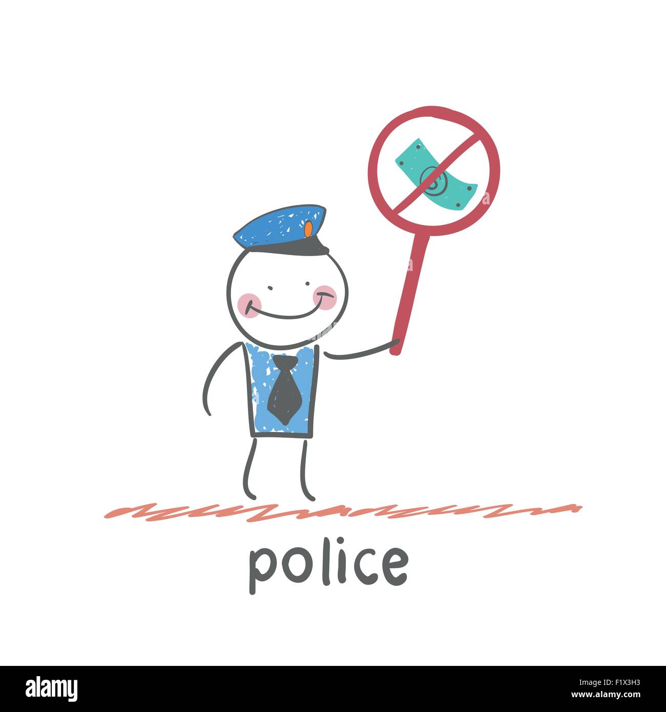 police. Fun cartoon style illustration. The situation of life. Stock Vector