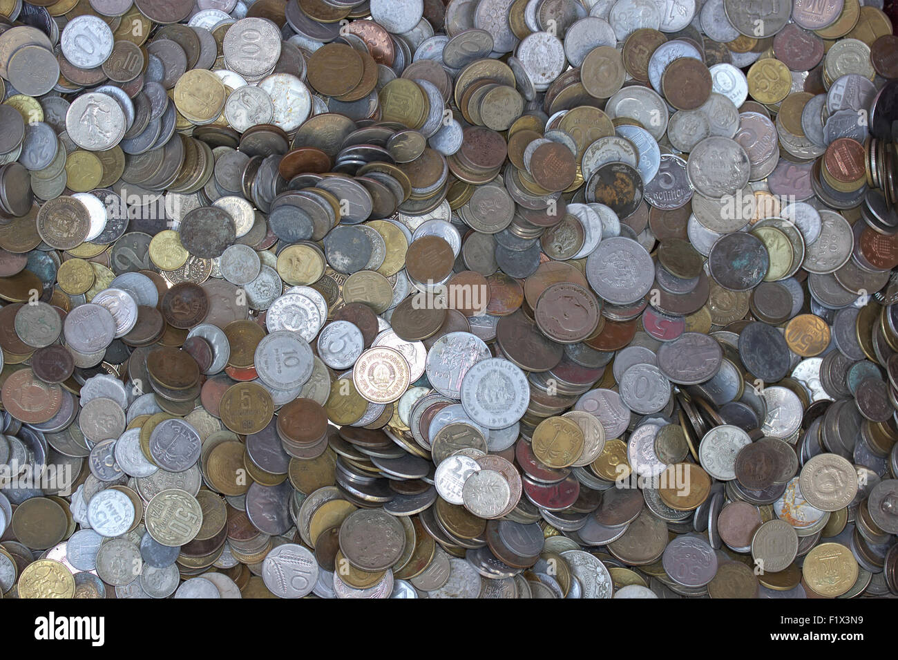 close up photo of old coins. Stock Photo