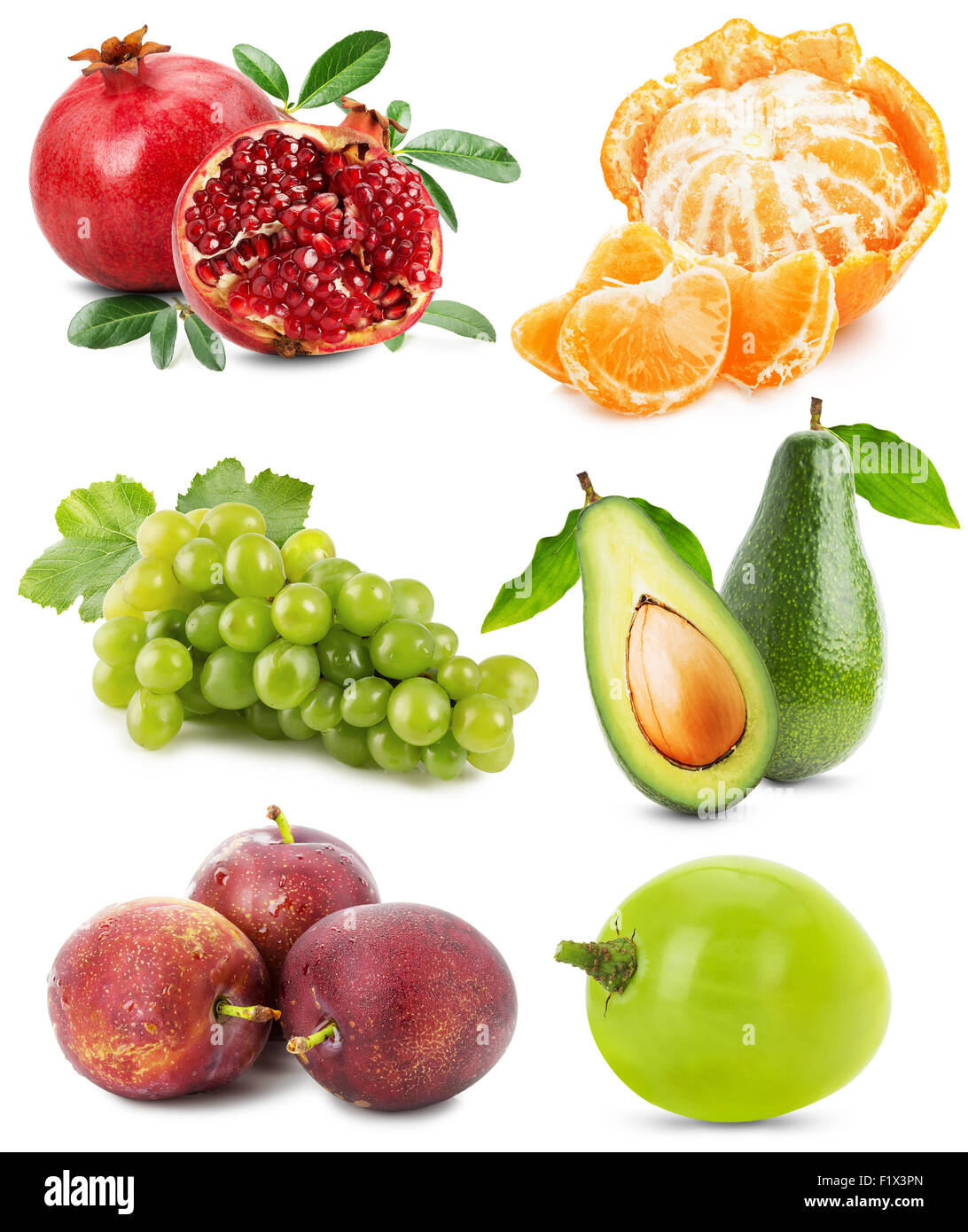collection of fruits isolated on the white background. Stock Photo