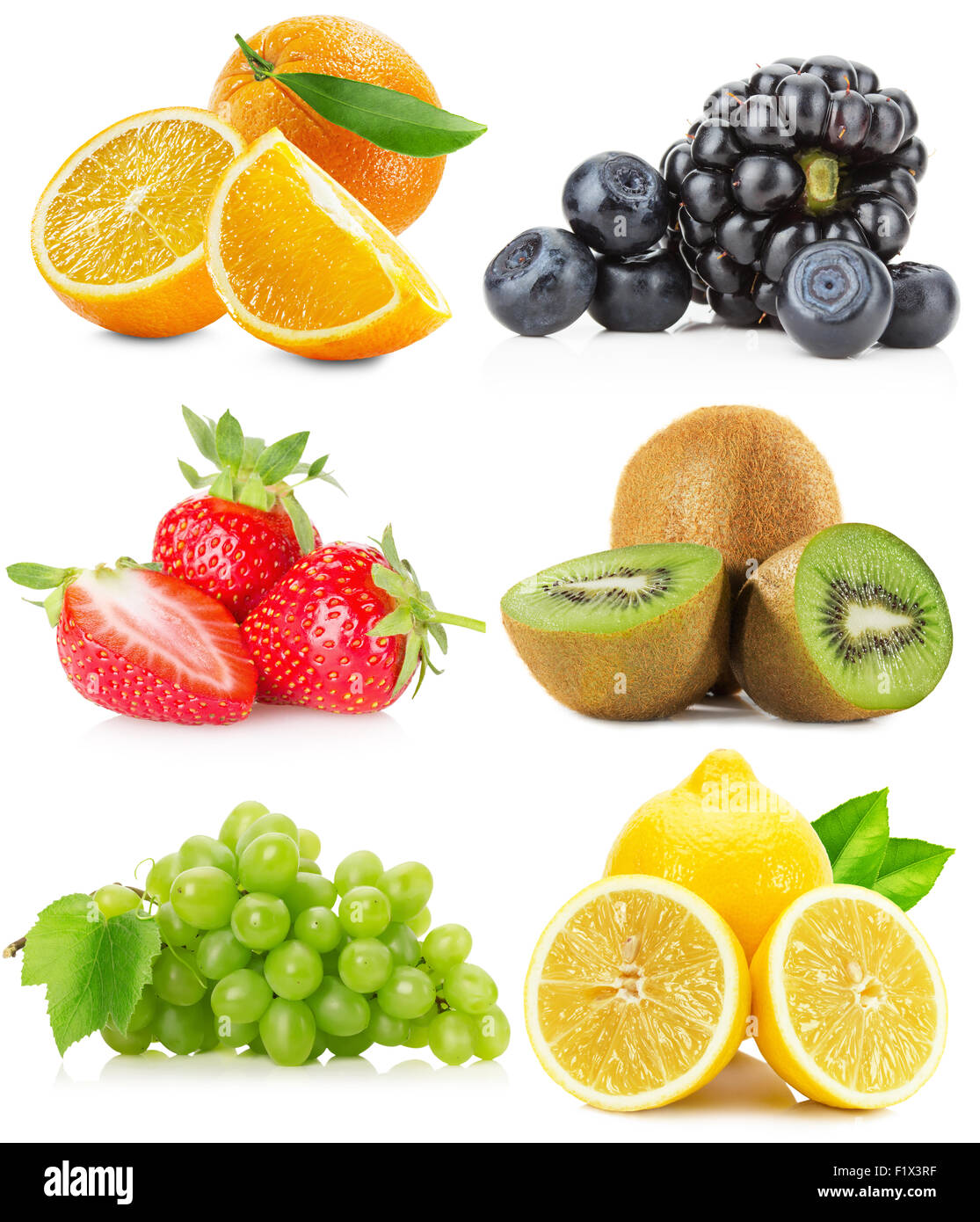 collection of fruits isolated on the white background. Stock Photo