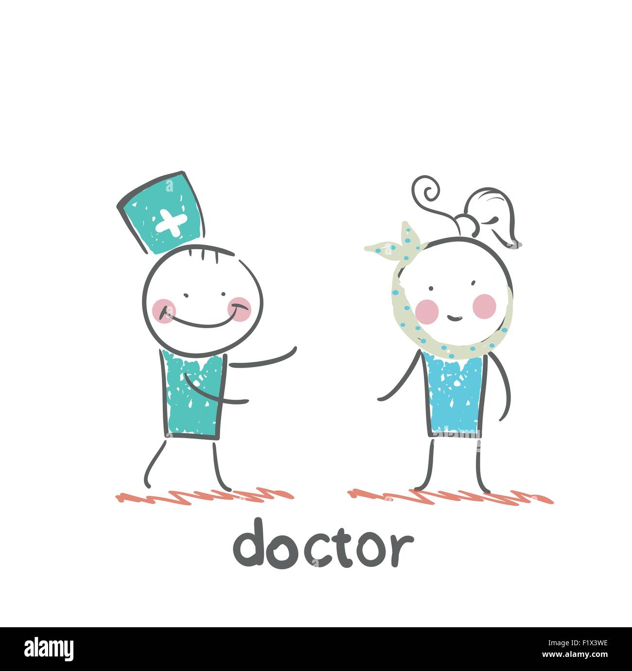 Doctor and patient with the tooth Stock Vector