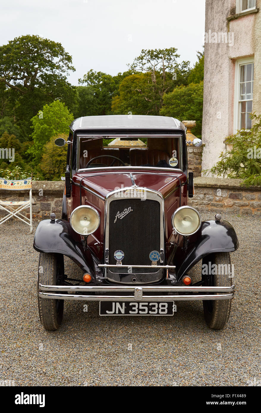 An old Austin 10 at Picton castle Vintage car rally, Pembrokeshire, Wales. Stock Photo