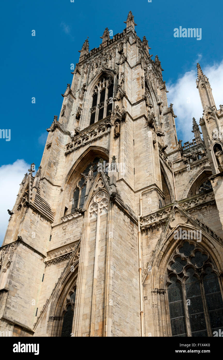 The south west tower of York Minster from Minster Yard, City of York, Yorkshire, England, UK Stock Photo