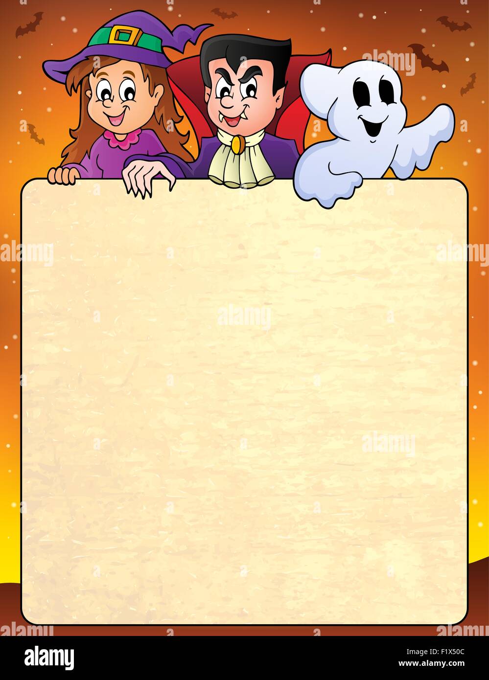 Frame with Halloween characters topic 3 - picture illustration Stock ...