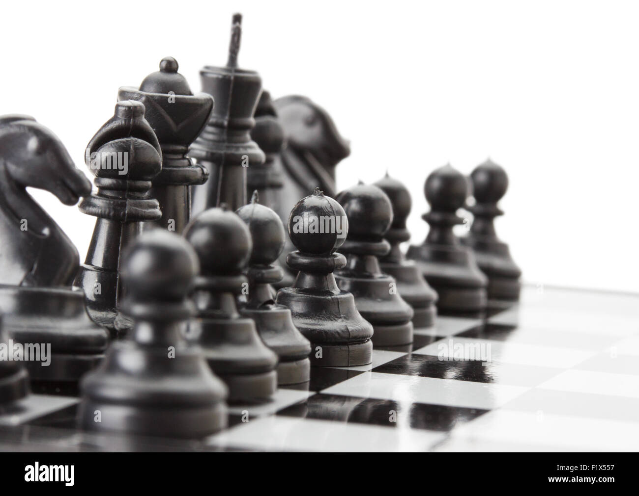 black chess on the chessboard. Stock Photo