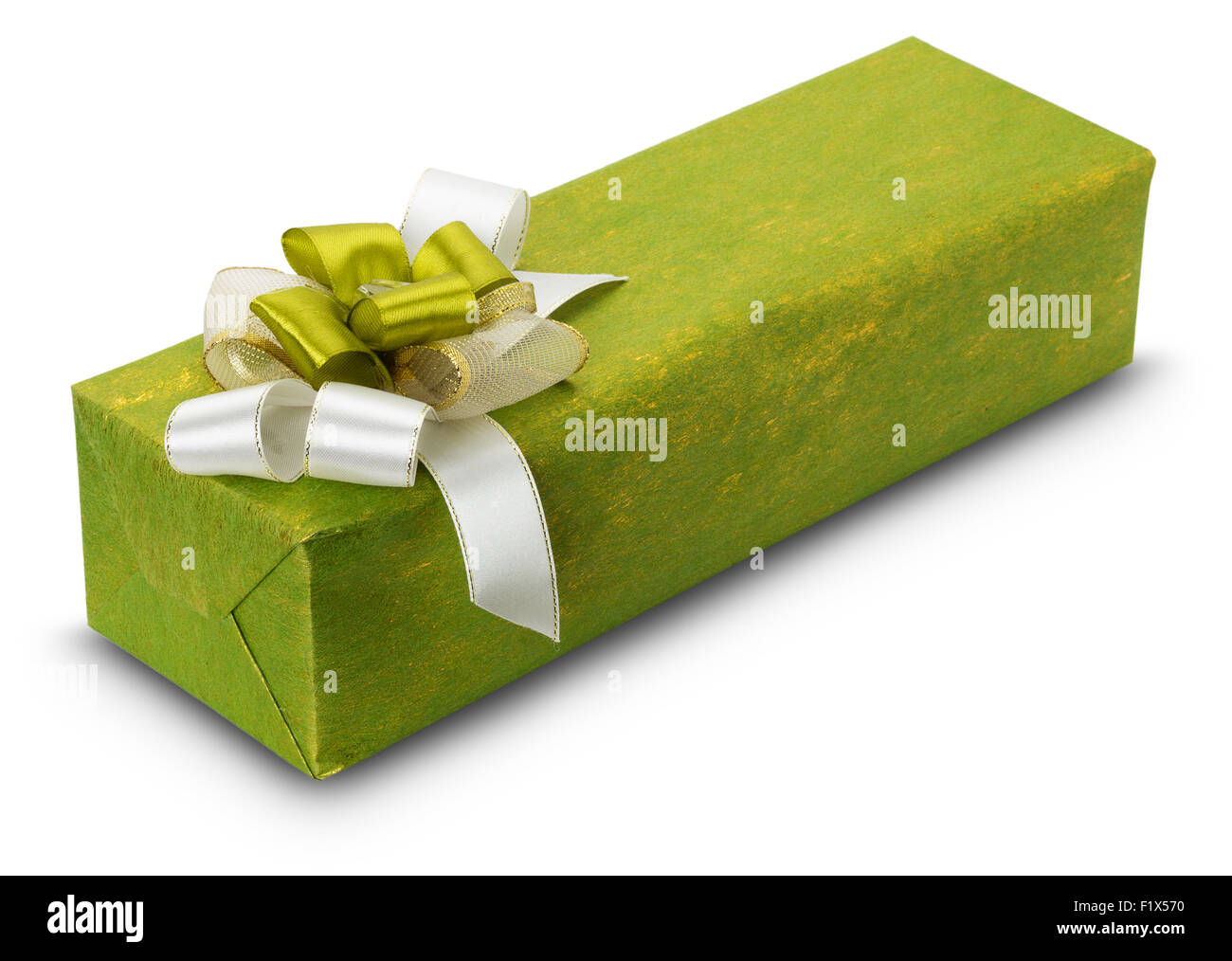 green gift box isolated on the white background. Stock Photo