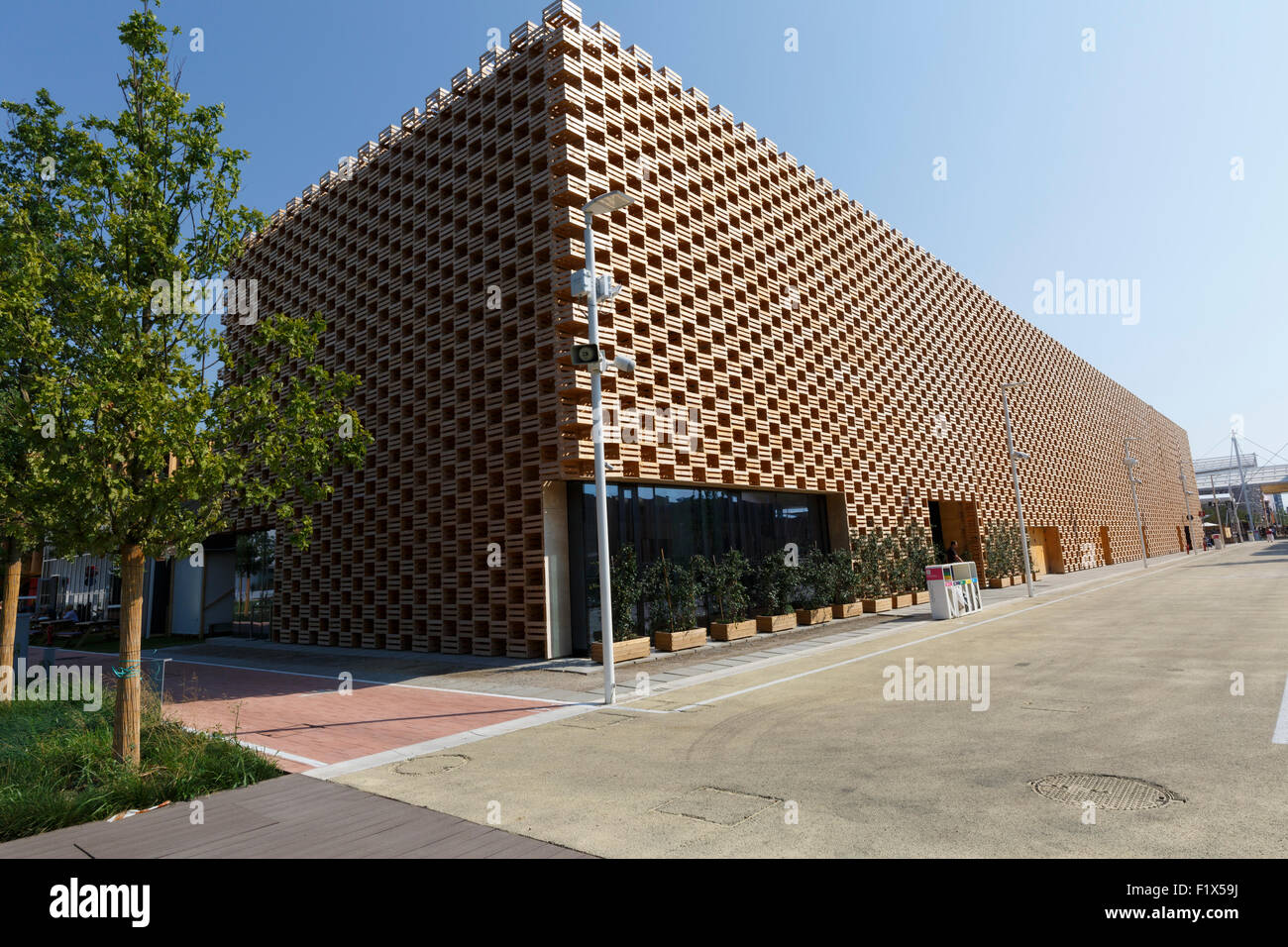 Milan, Italy, 12 August 2015: Detail of the Poland pavilion at the exhibition Expo 2015 Italy. Stock Photo