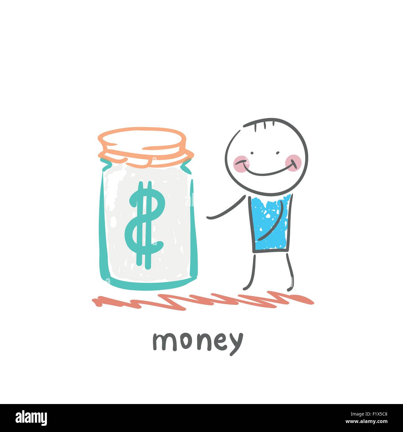 money. Fun cartoon style illustration. The situation of life. Stock Vector