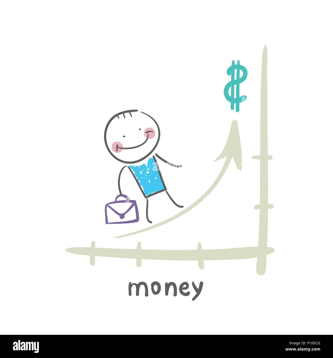 money. Fun cartoon style illustration. The situation of life. Stock Vector