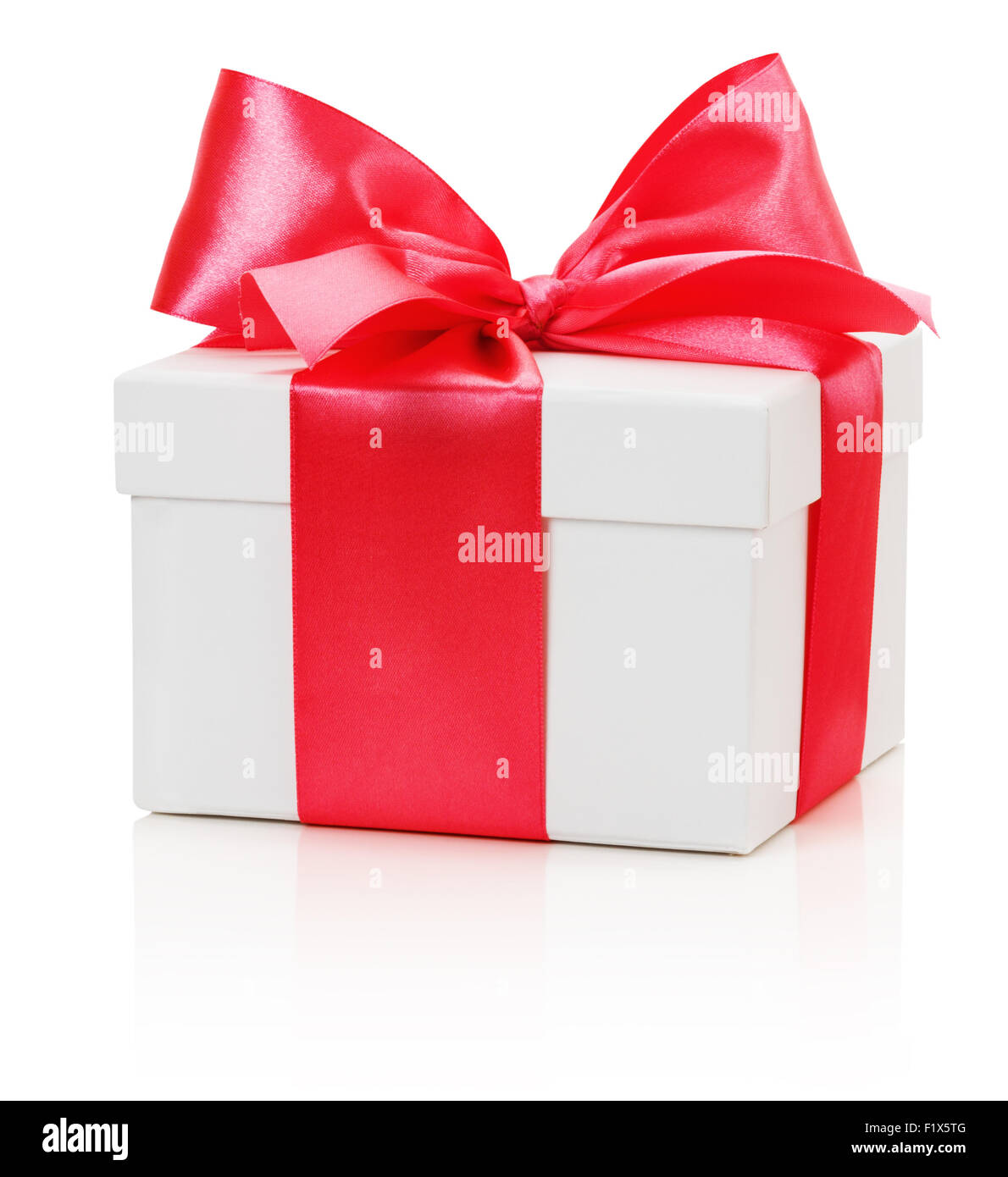 gifting box with red bow isolated on the white background Stock Photo ...