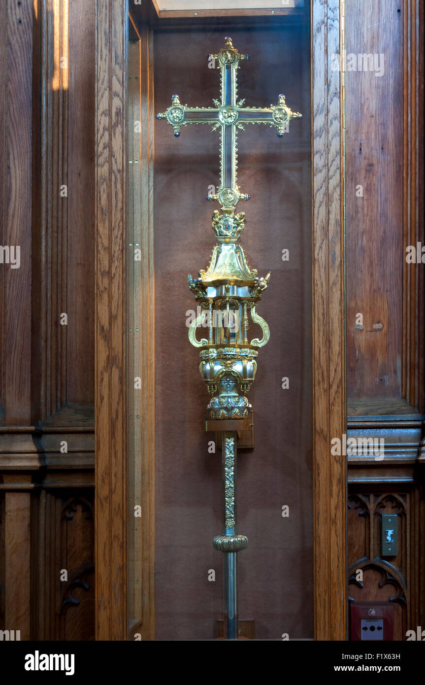 Processional cross of the Archbishop of York, in York Minster, City of York, Yorkshire, England, UK Stock Photo