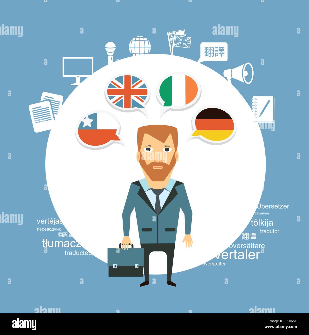 translator speak different languages illustration. Flat modern style vector  design Stock Vector Image & Art - Alamy