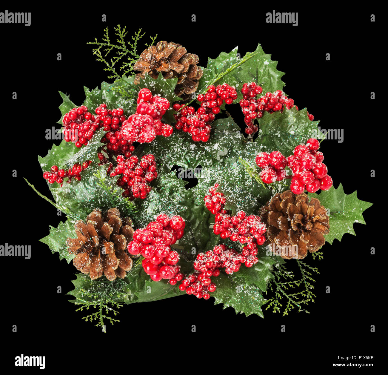 Christmas wreath on the black background. Stock Photo