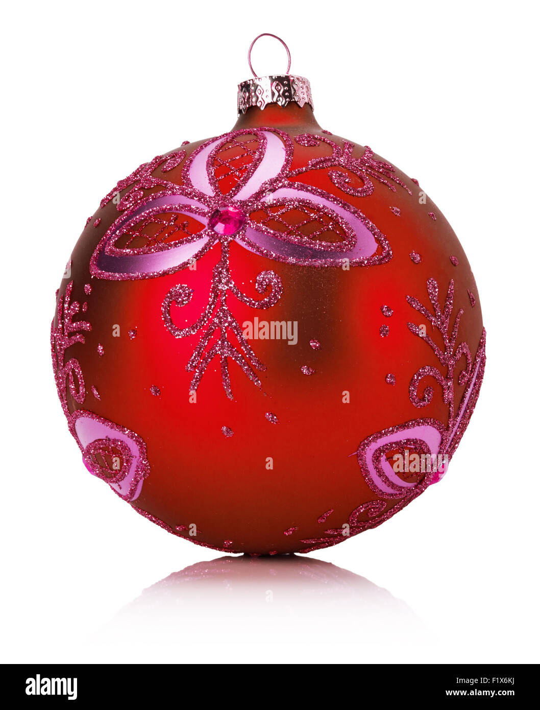 red Christmas ball isolated on the white background Stock Photo - Alamy