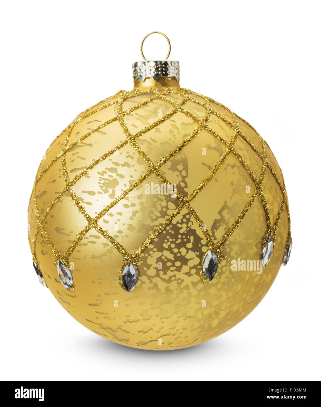 golden Christmas ball isolated on the white background Stock Photo - Alamy