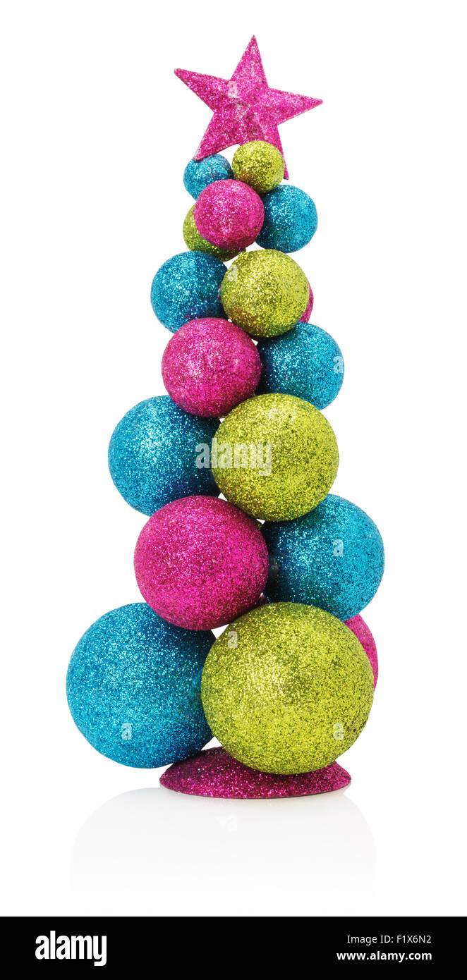 Christmas tree with balls isolated on the white background Stock Photo ...