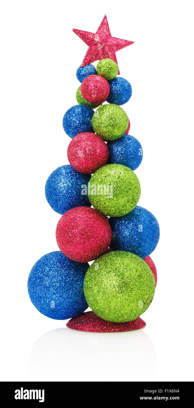 Christmas tree with balls isolated on the white background. Stock Photo