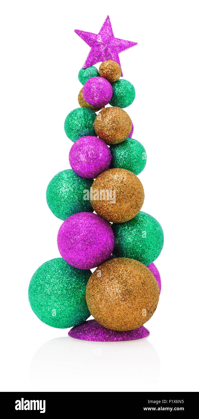 Christmas tree with balls isolated on the white background. Stock Photo