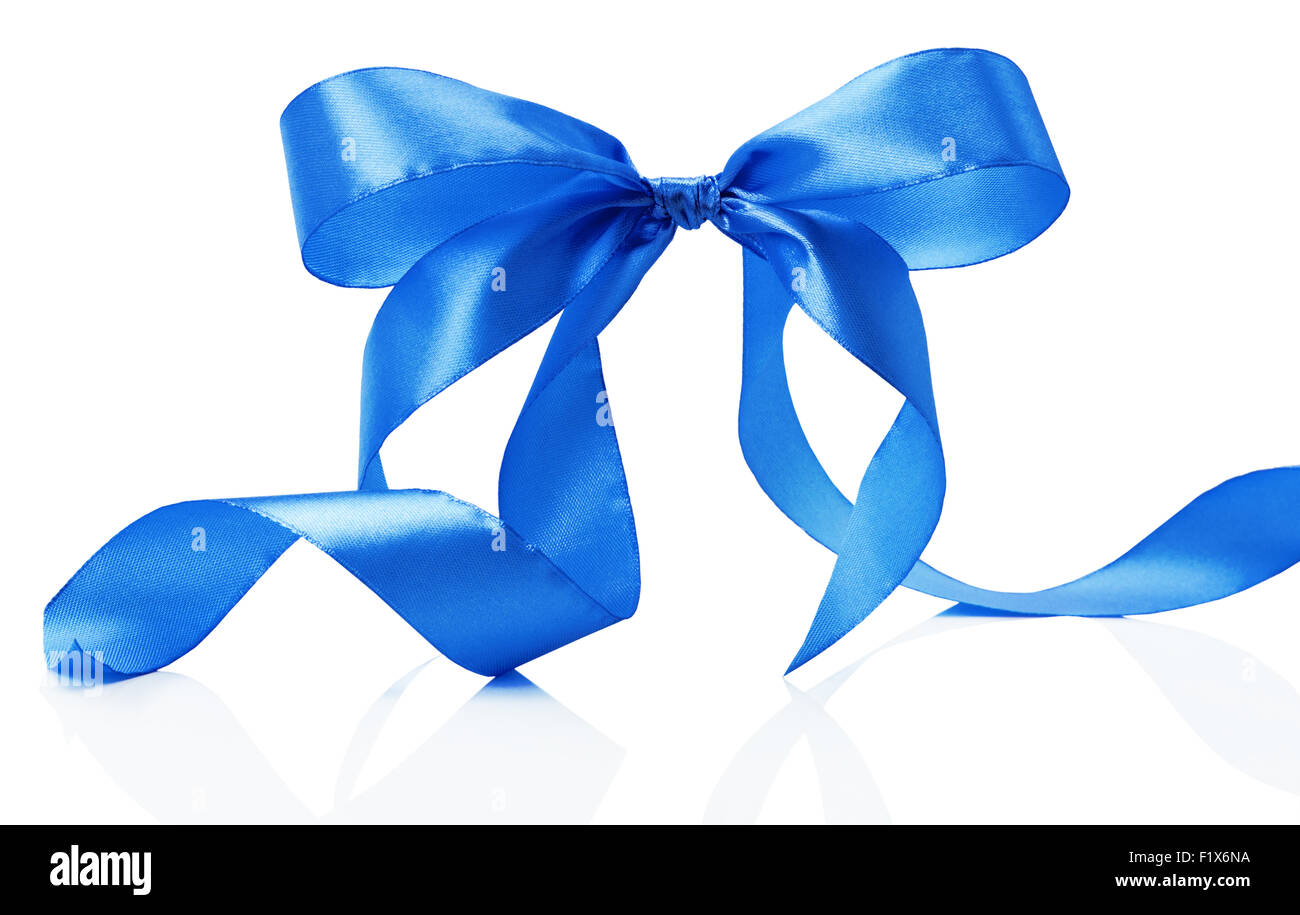 Bows blue ribbon white background Cut Out Stock Images & Pictures - Alamy