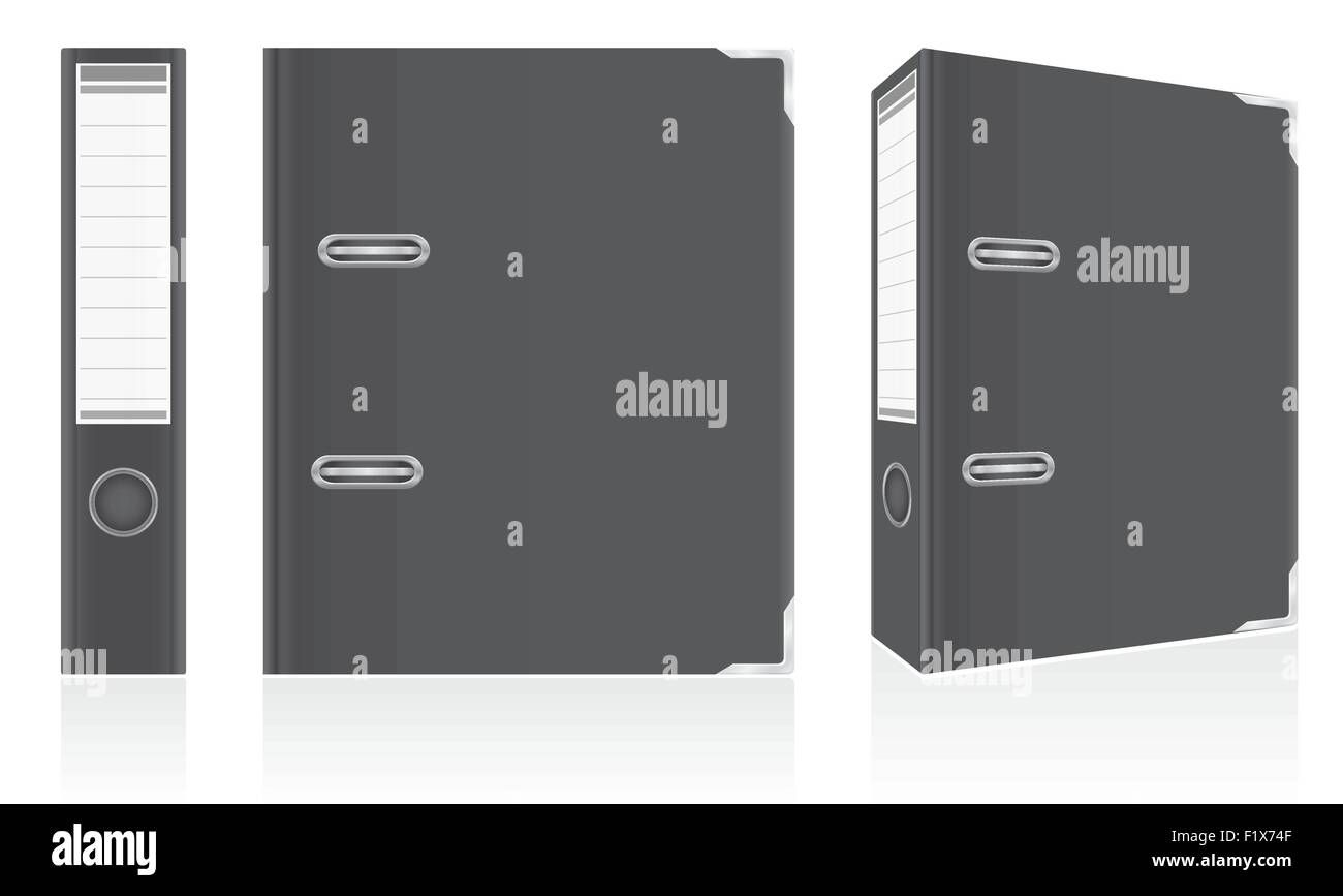 folder black binder metal rings for office vector illustration isolated