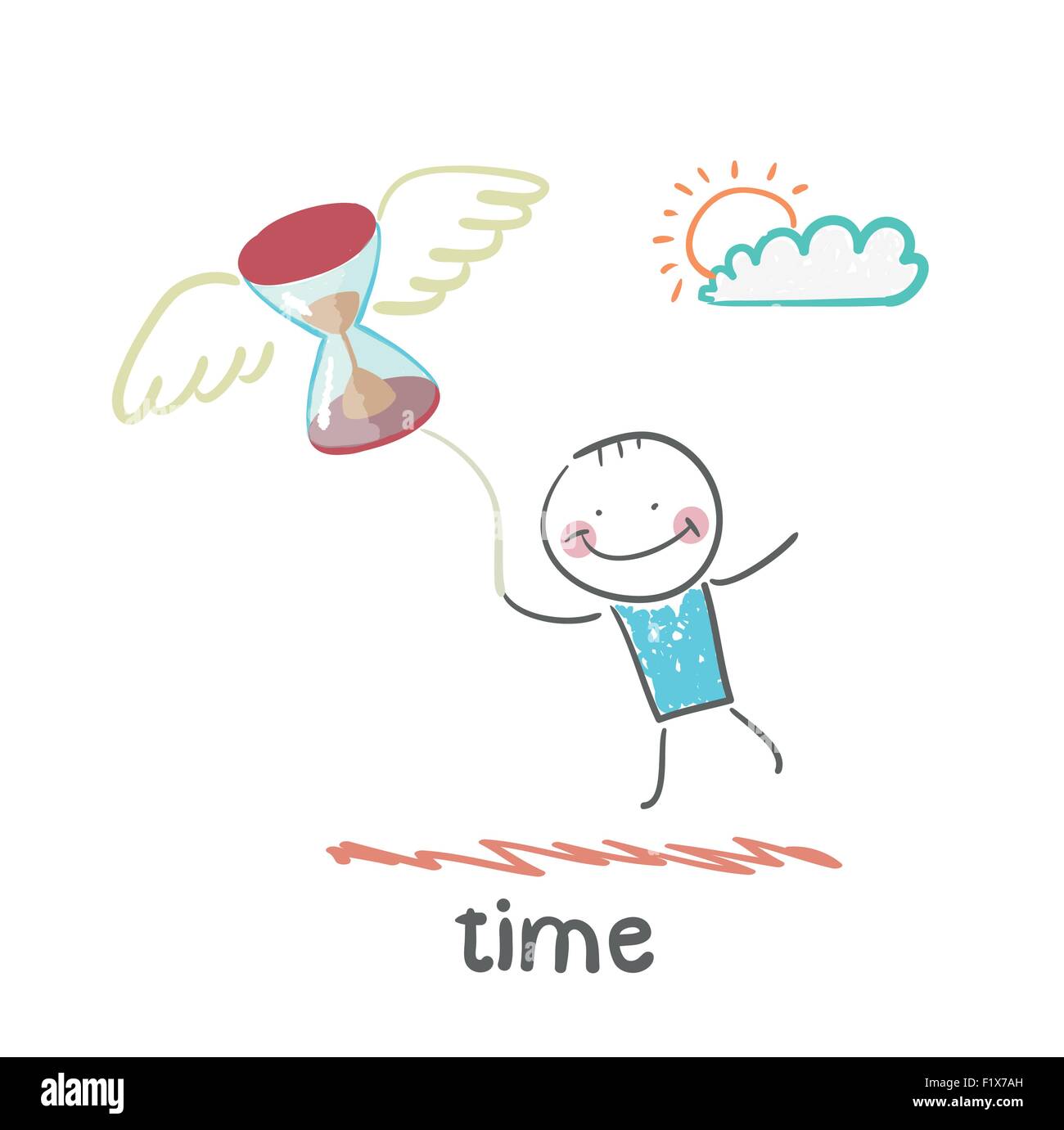 man flying with an hourglass Stock Vector
