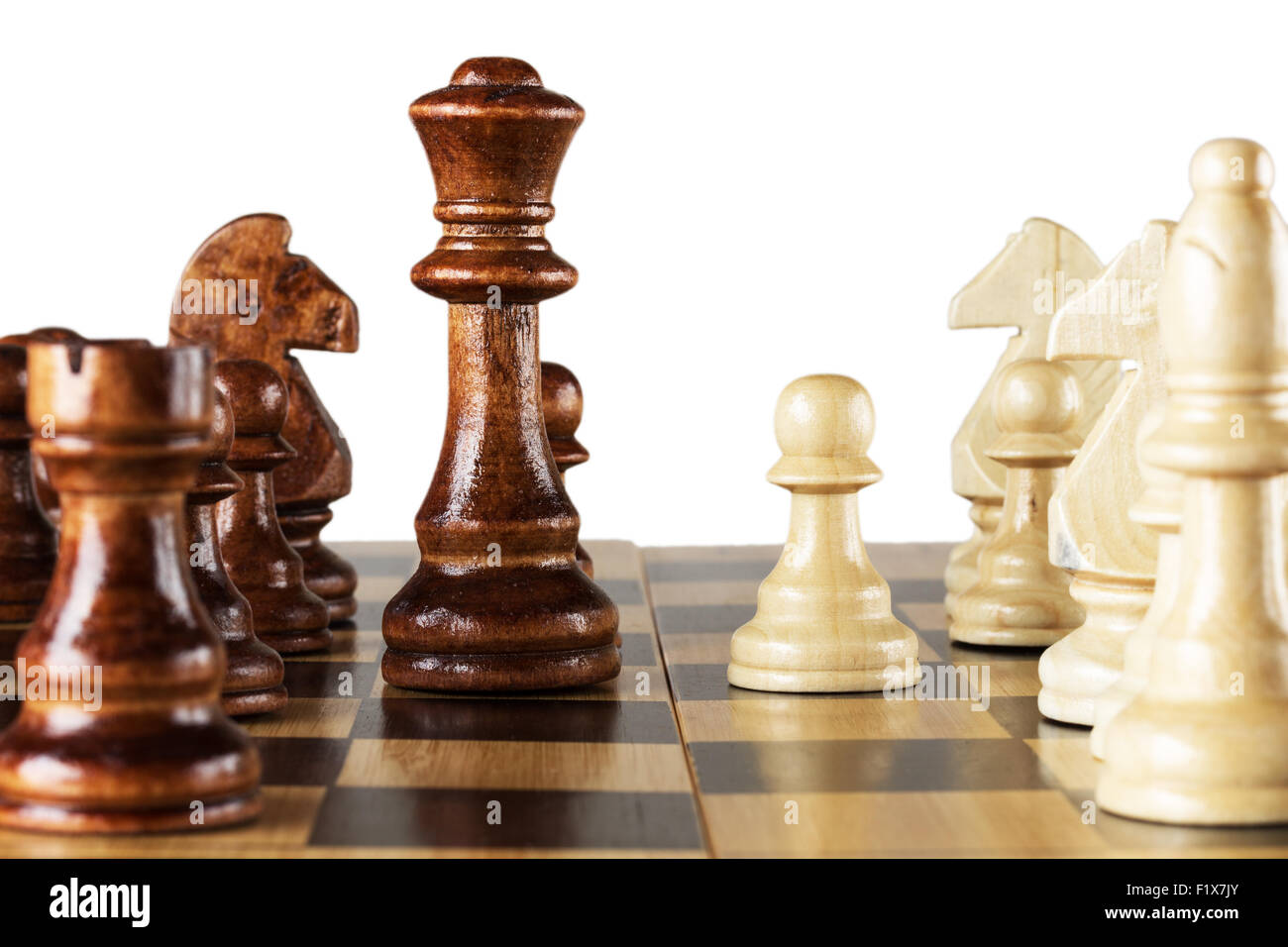 Wooden chess on chess board. Stock Photo