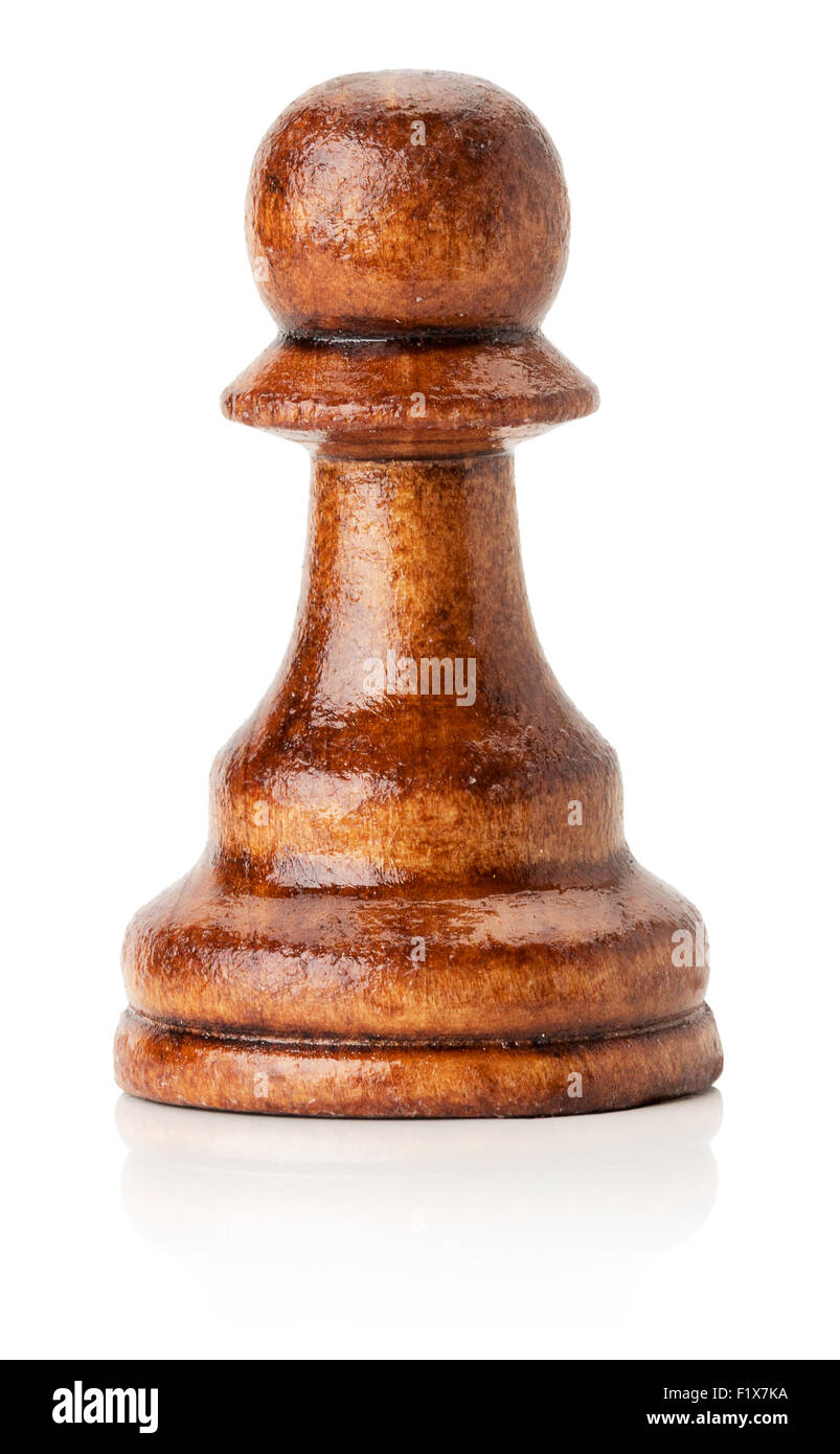 black wooden chess pawn on the white background. Stock Photo