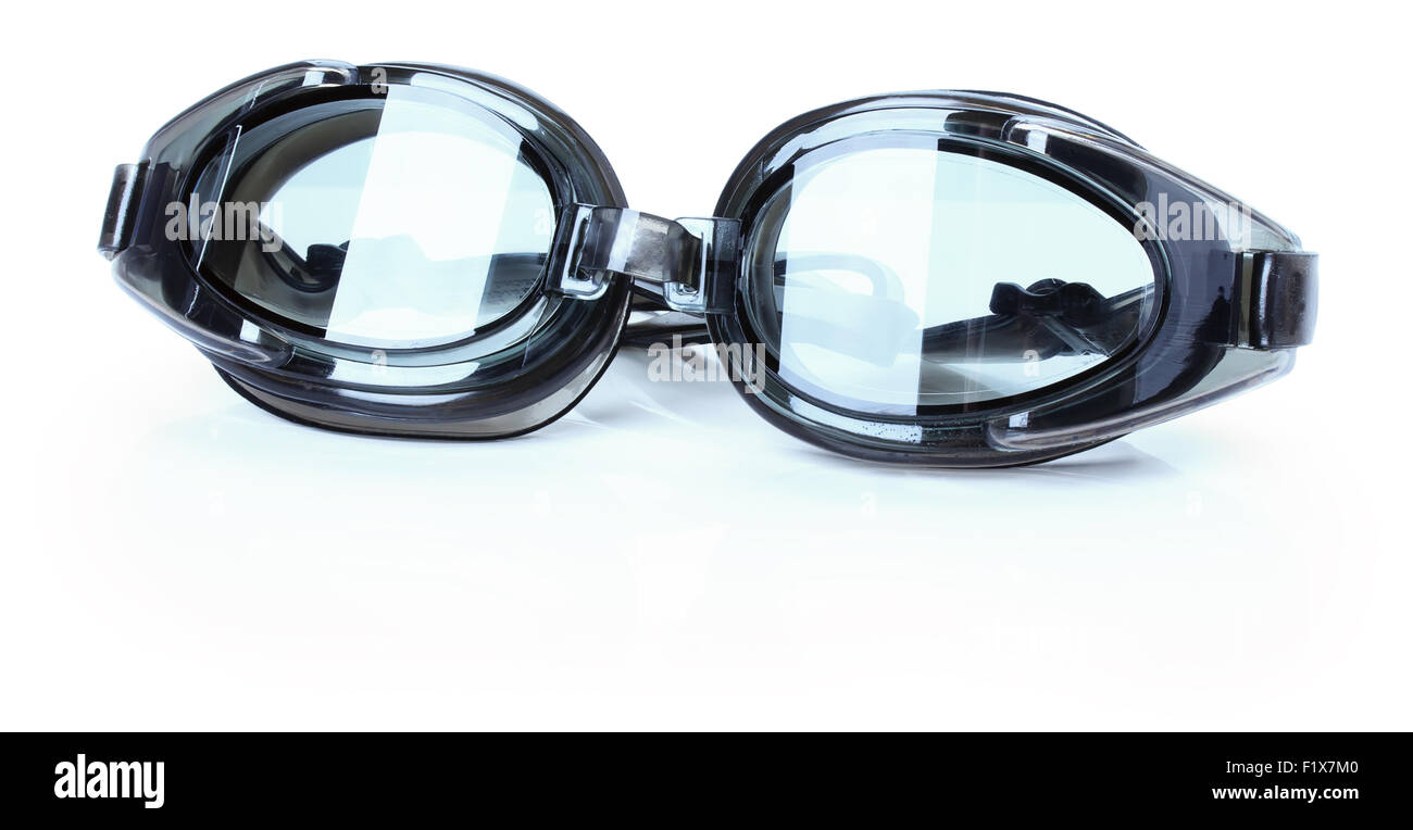 gray swimming glasses isolated on the white background. Stock Photo