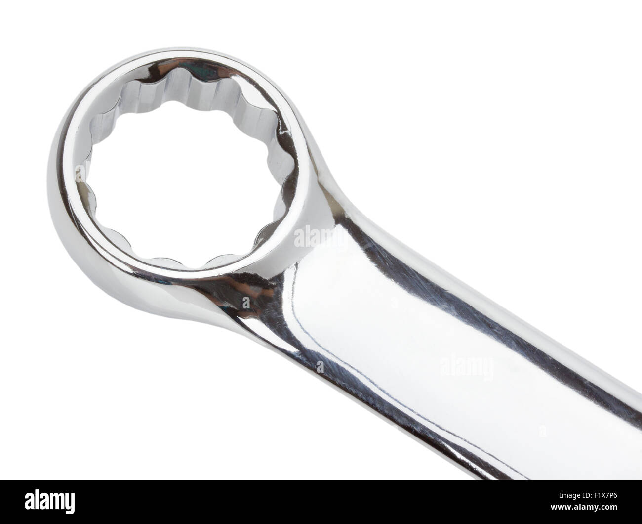 metallic wrench isolated on the white background. Stock Photo